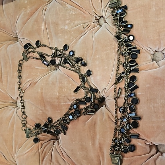 Vintage 1980 Sorrelli choker necklace and bracelet, signed brass base - Picture 9 of 12